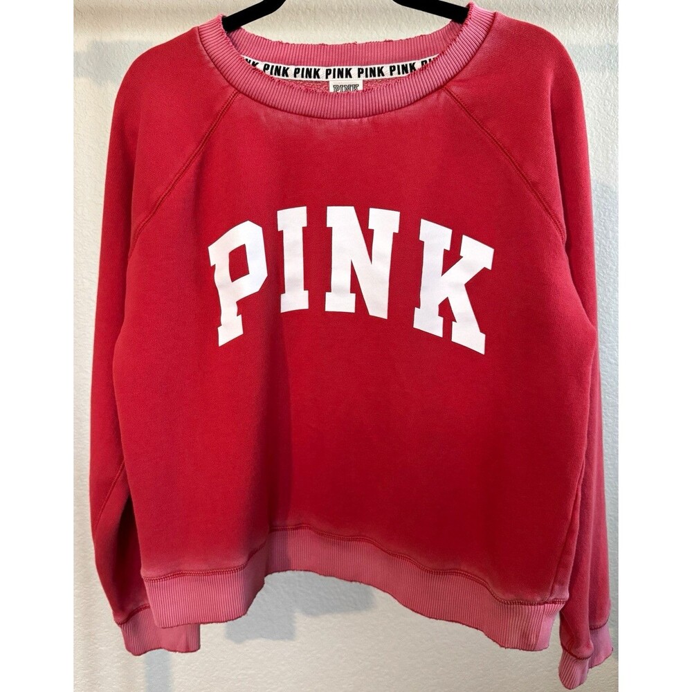 PINK Victoria's Secret M Crewneck Fleece Pullover Sweatshirt Logo Graphic